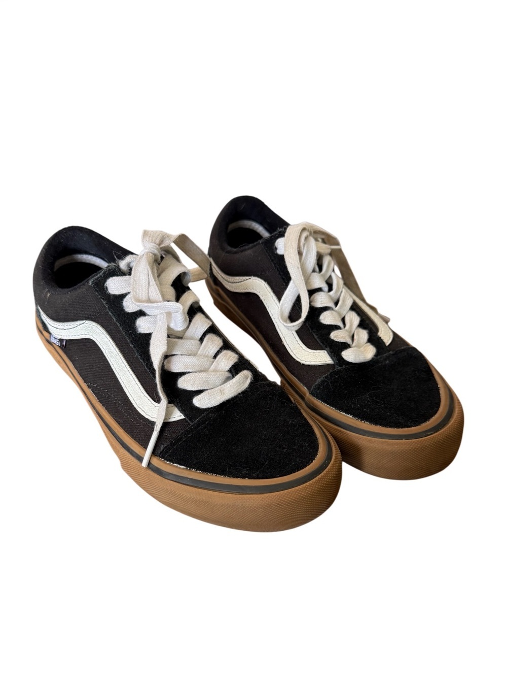 Vans Old Skool Black & White Low-Top Sneakers with Gum Sole-Size 6 Men ‘s